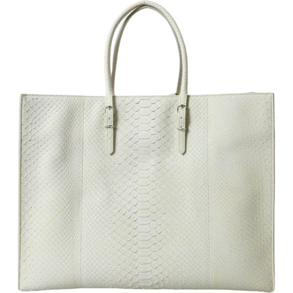 Balenciaga White Yellow Exotic Skin Leather Shopping Tote PAPIER Bag