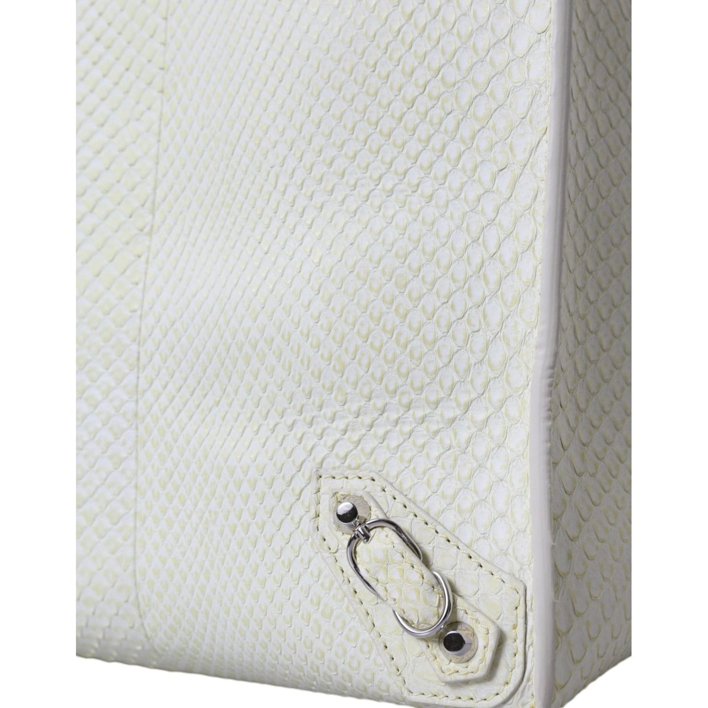 Balenciaga Chic Python Leather Tote in White & Yellow Balenciaga