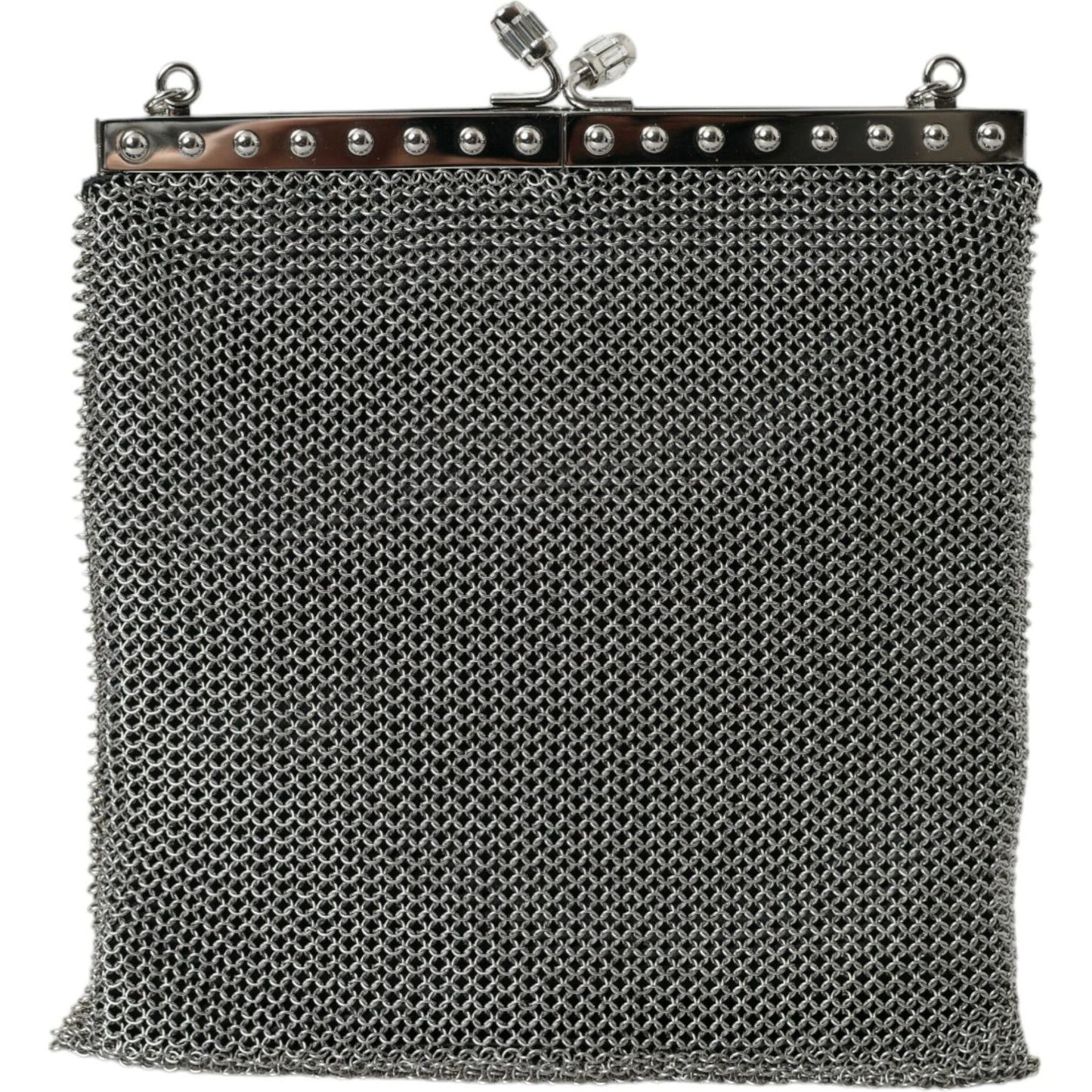 Prada Elegant Silver Mesh Shoulder Evening Bag Prada