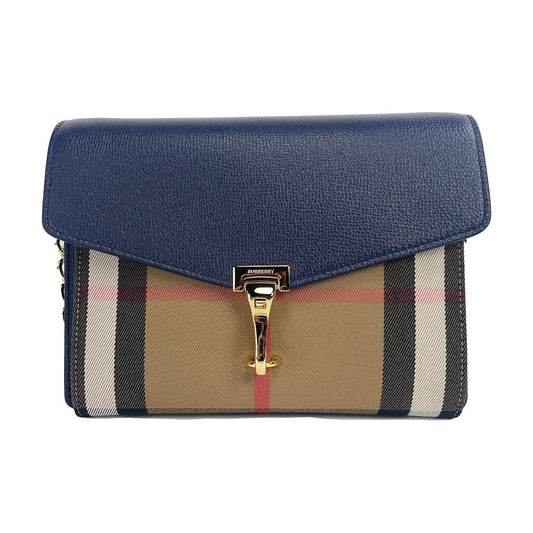 Burberry Macken Small Regency Blue House Check Leather Crossbody Bag Burberry