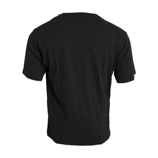 Dolce & Gabbana Black Printed Pocket Cotton Crewneck T-shirt