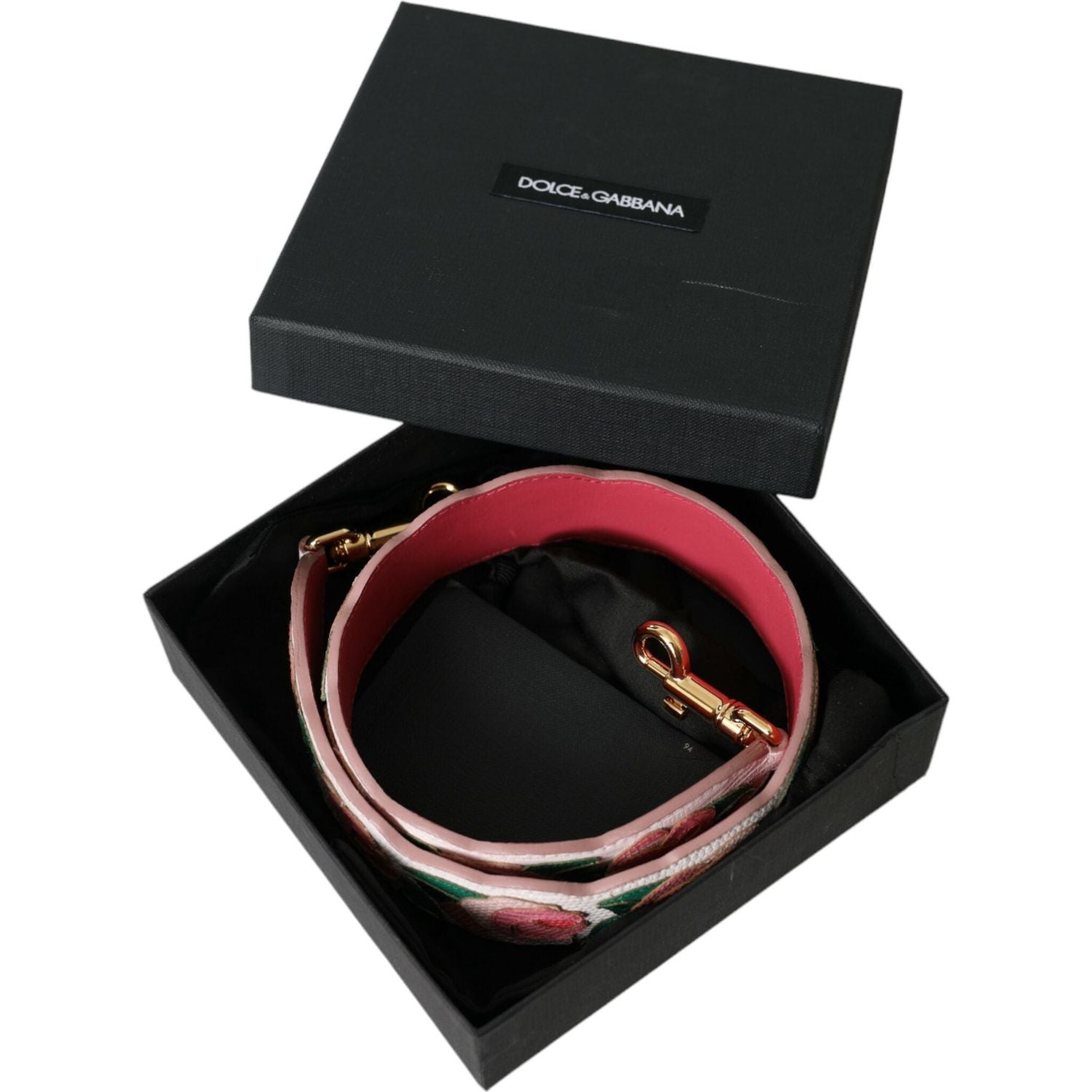 حزام كتف من الجلد باللون الأبيض مزين بالزهور من دولتشي آند غابانا