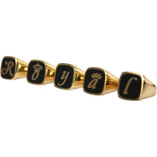 Dolce & Gabbana Gold Brass ROYAL Enamel Set of 5 Ring Dolce & Gabbana