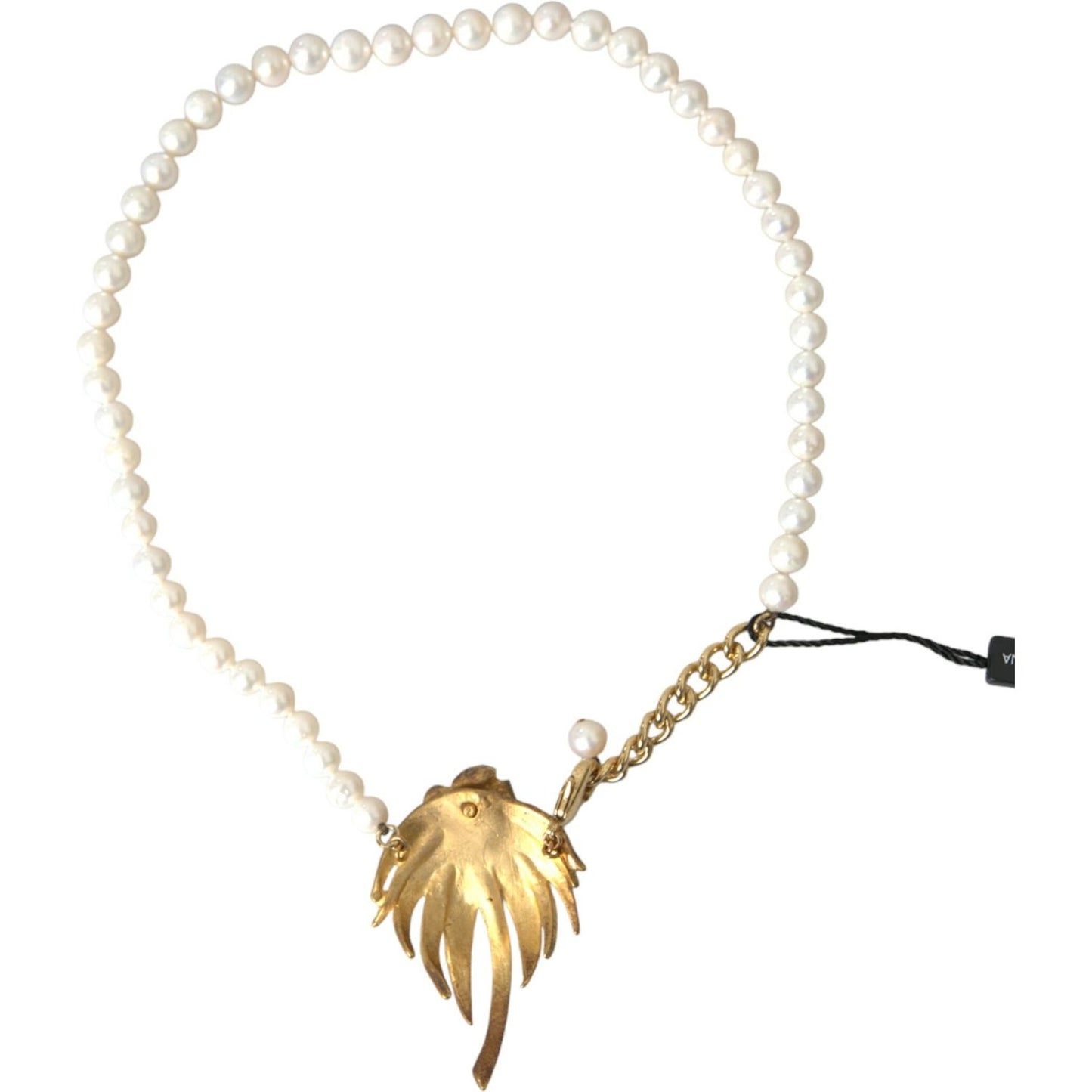 Dolce & Gabbana Gold Brass Crystal Pearl Tree Pendant Charm Necklace Dolce & Gabbana