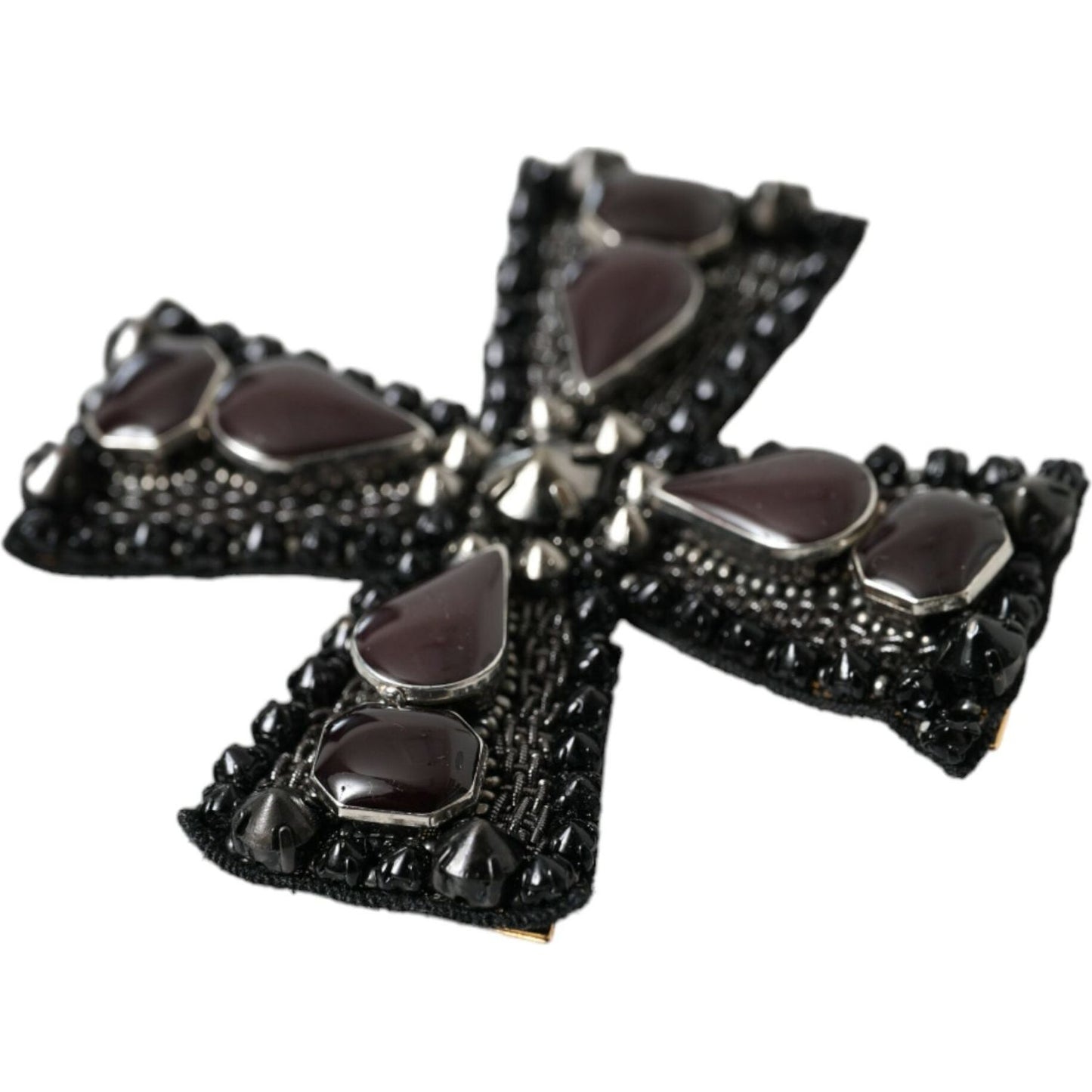 Dolce & Gabbana Black Crystals Embellished Cross Pin Brooch Dolce & Gabbana