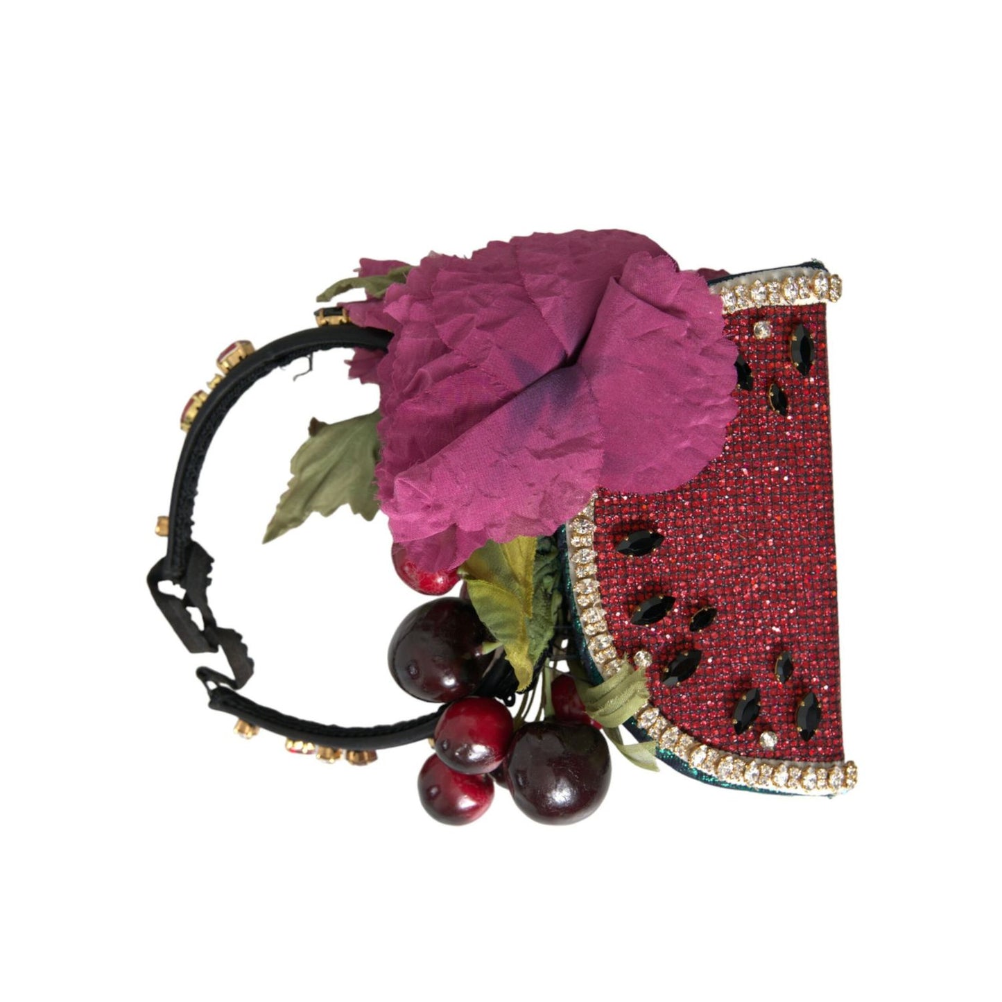 Dolce & Gabbana Red Watermelon Cherry Crystal Hairband Statement Diadem
