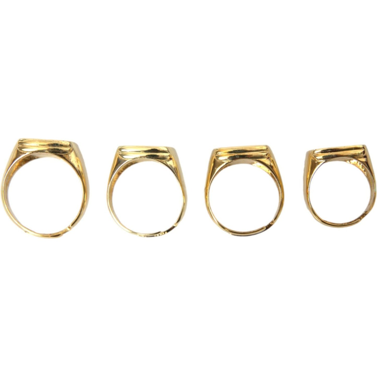 Dolce & Gabbana Gold Brass KING Enamel Set of 4 Ring Ring Dolce & Gabbana