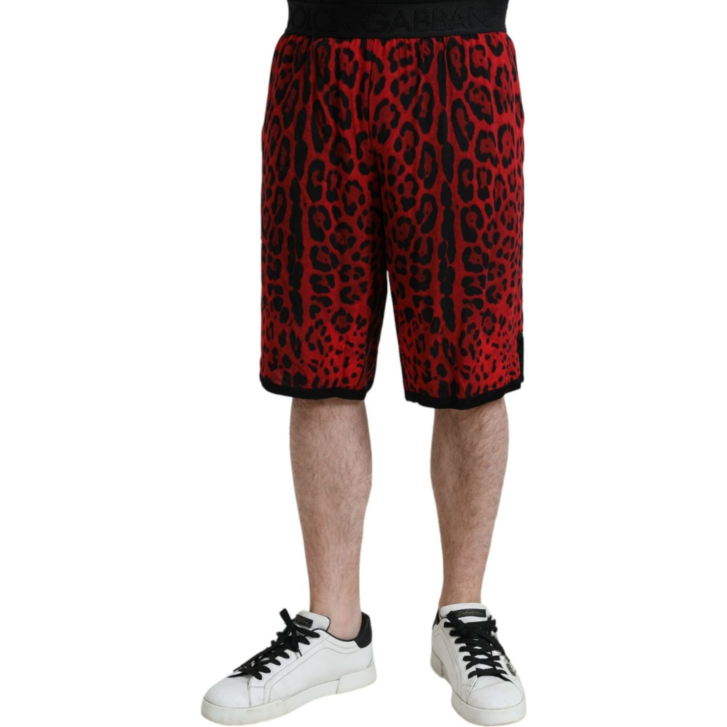 Dolce & Gabbana Red Leopard Print Viscose Bermuda Shorts Dolce & Gabbana