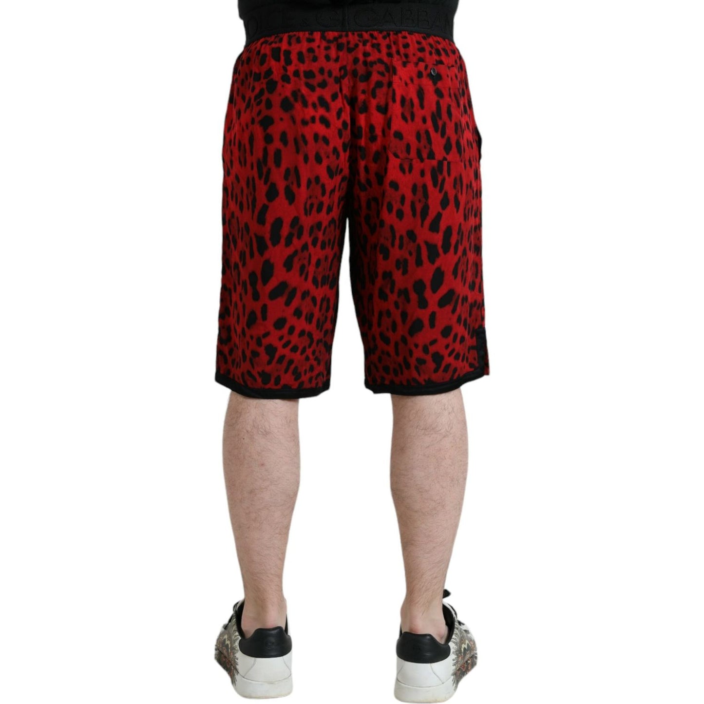 Dolce & Gabbana Red Leopard Print Viscose Bermuda Shorts Dolce & Gabbana