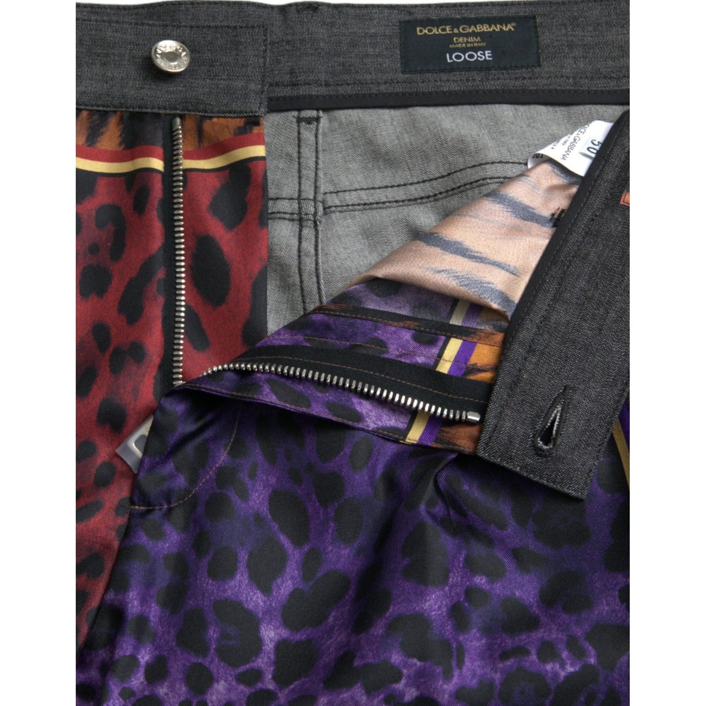 Dolce & Gabbana Multicolor Tiger Leopard Cotton Loose Tapered Pants Dolce & Gabbana