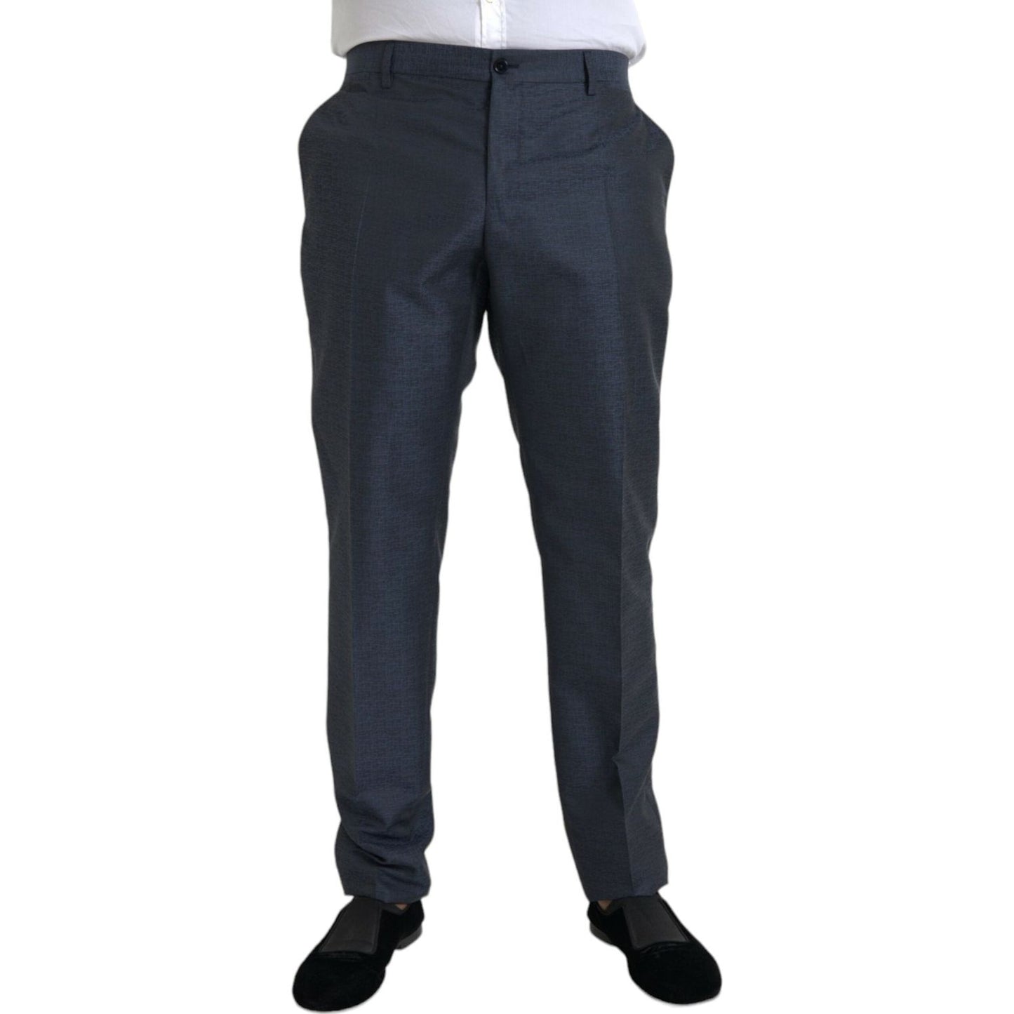 Dolce & Gabbana Blue Wool Men Skinny Dress Pants Dolce & Gabbana