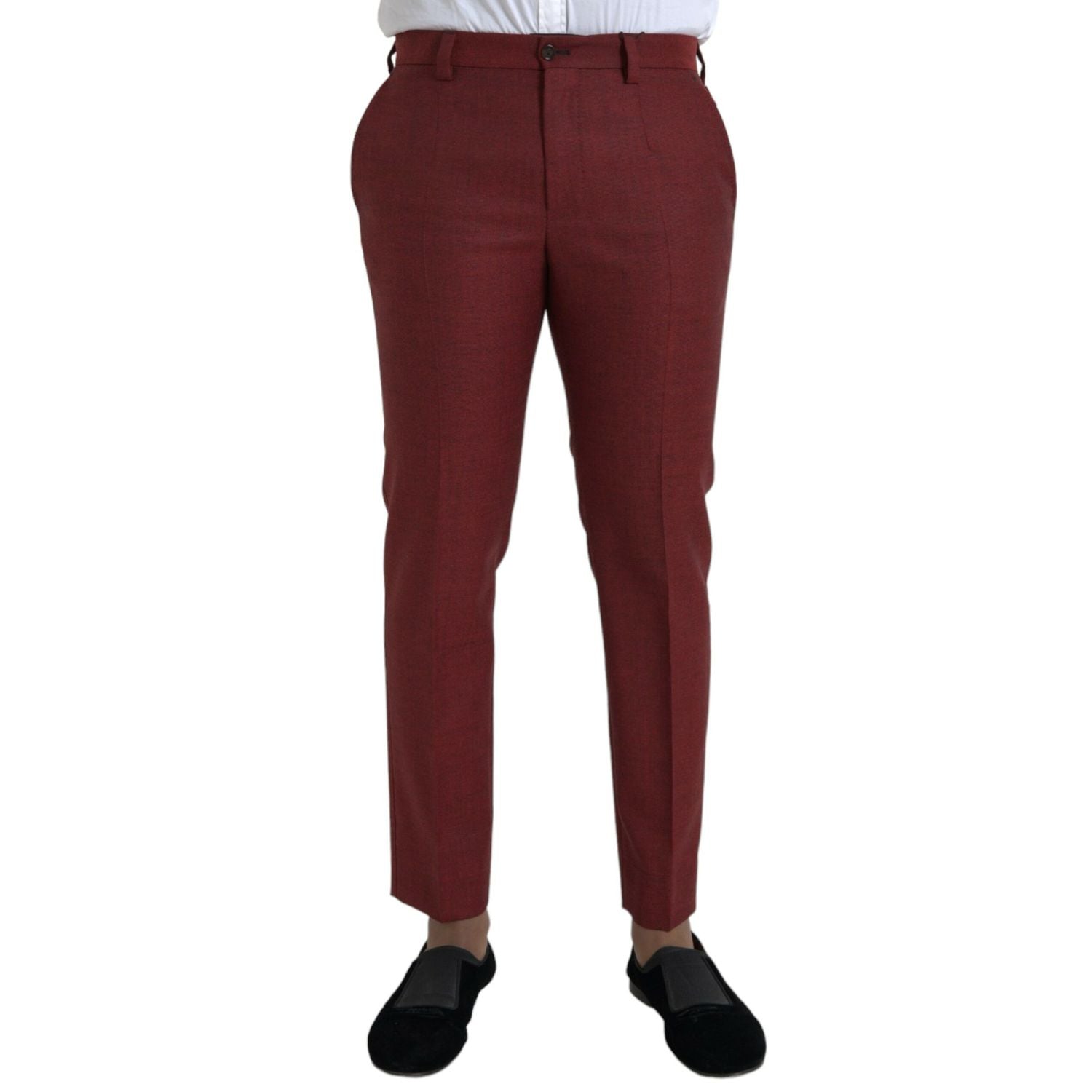 Dolce & Gabbana Maroon Wool Men Skinny Dress Pants