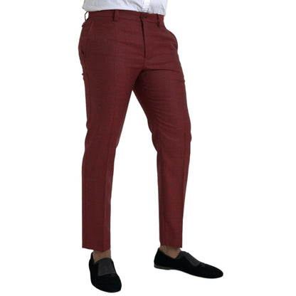 Dolce & Gabbana Maroon Wool Men Skinny Dress Pants