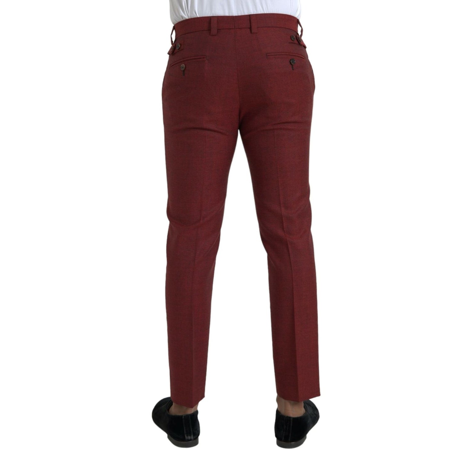 Dolce & Gabbana Maroon Wool Men Skinny Dress Pants