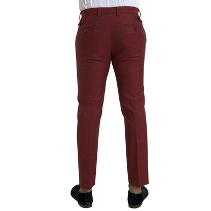 Dolce & Gabbana Maroon Wool Men Skinny Dress Pants