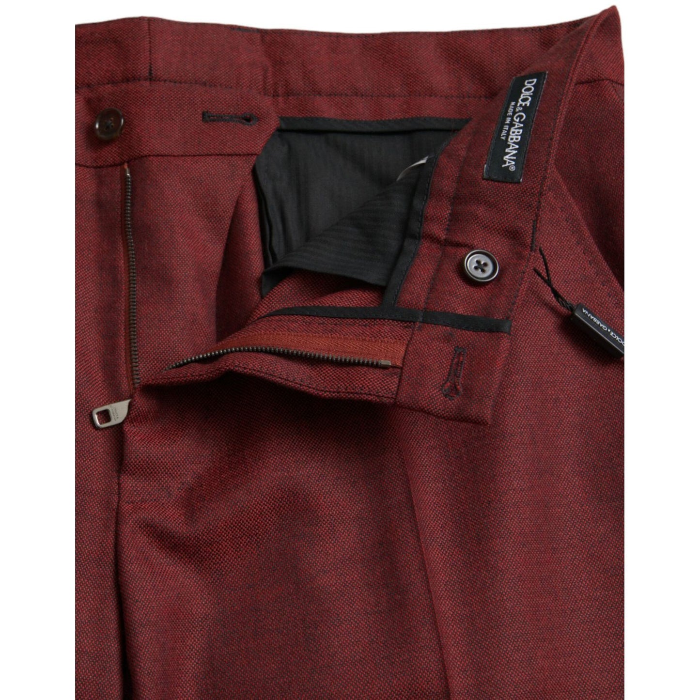 Dolce & Gabbana Maroon Wool Men Skinny Dress Pants