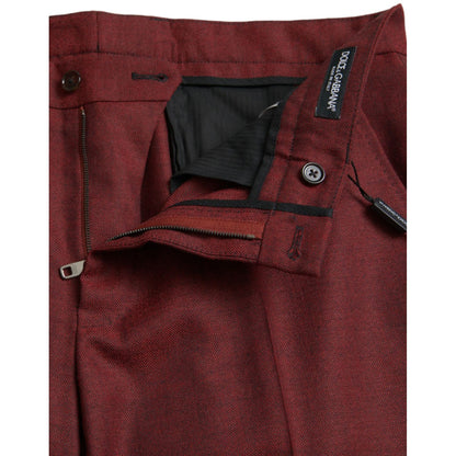 Dolce & Gabbana Maroon Wool Men Skinny Dress Pants