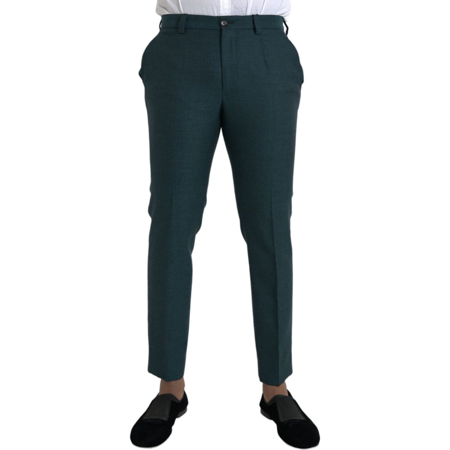 Dolce & Gabbana Green Wool Skinny Slim Dress Pants Dolce & Gabbana