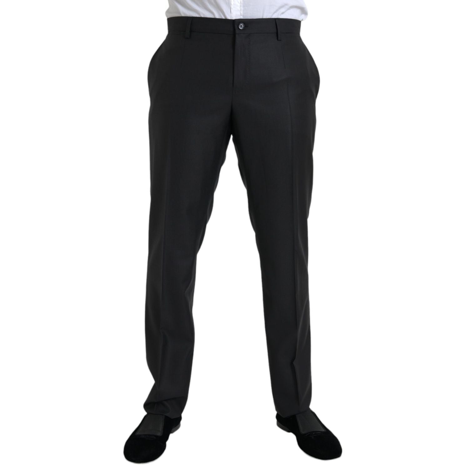 Dolce & Gabbana Black Wool Silk Skinny Dress Pants