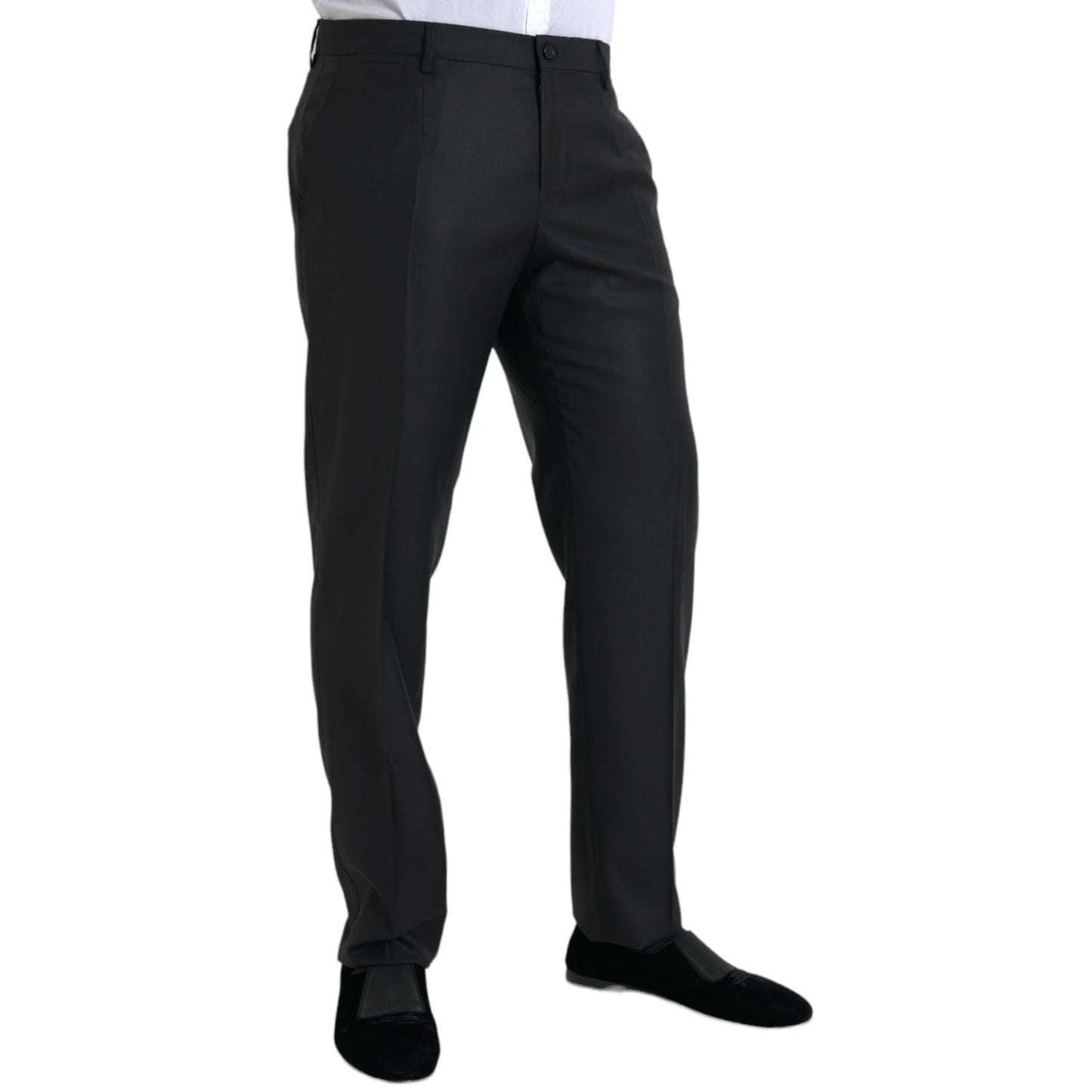 Dolce & Gabbana Black Wool Silk Skinny Dress Pants