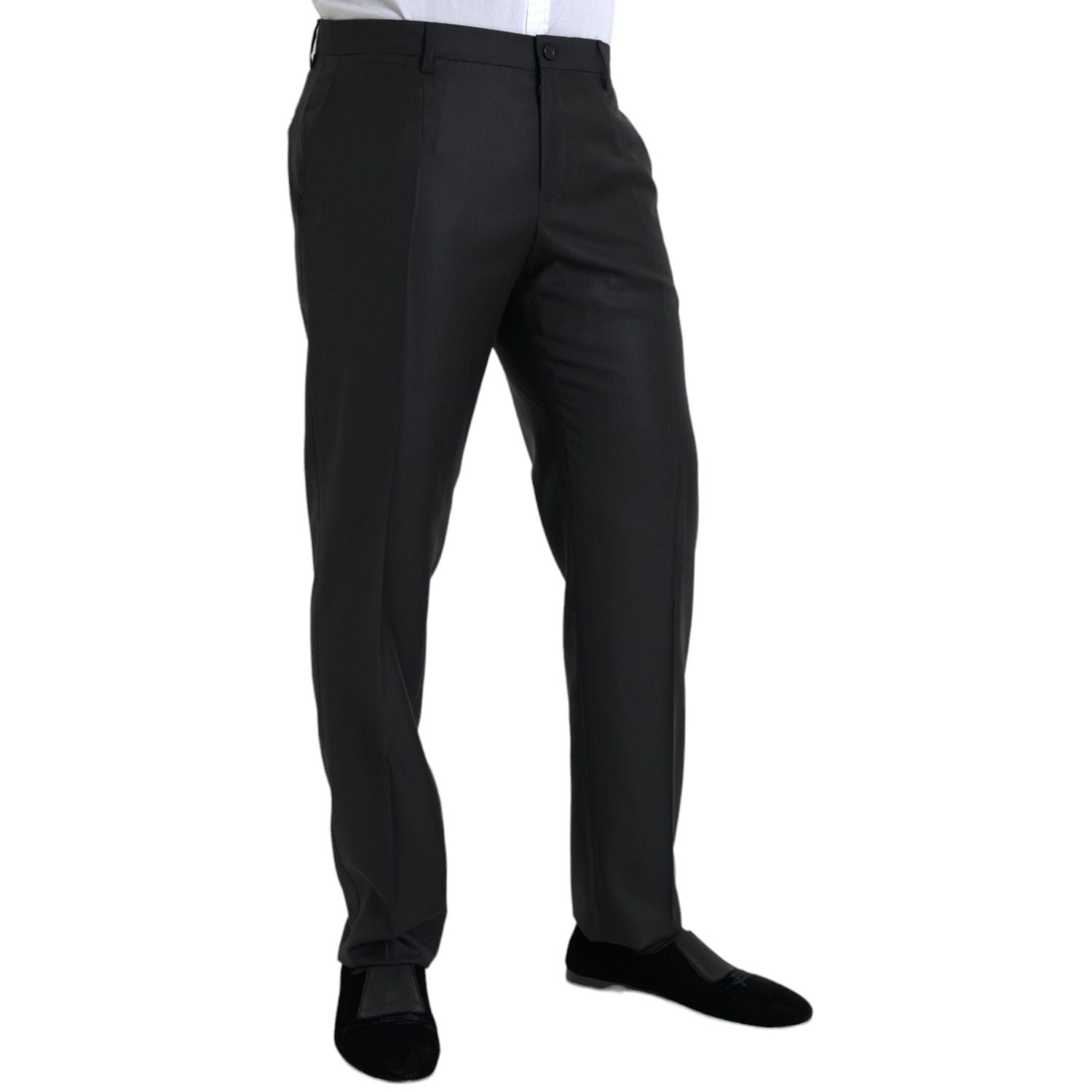 Dolce & Gabbana Black Wool Silk Skinny Dress Pants
