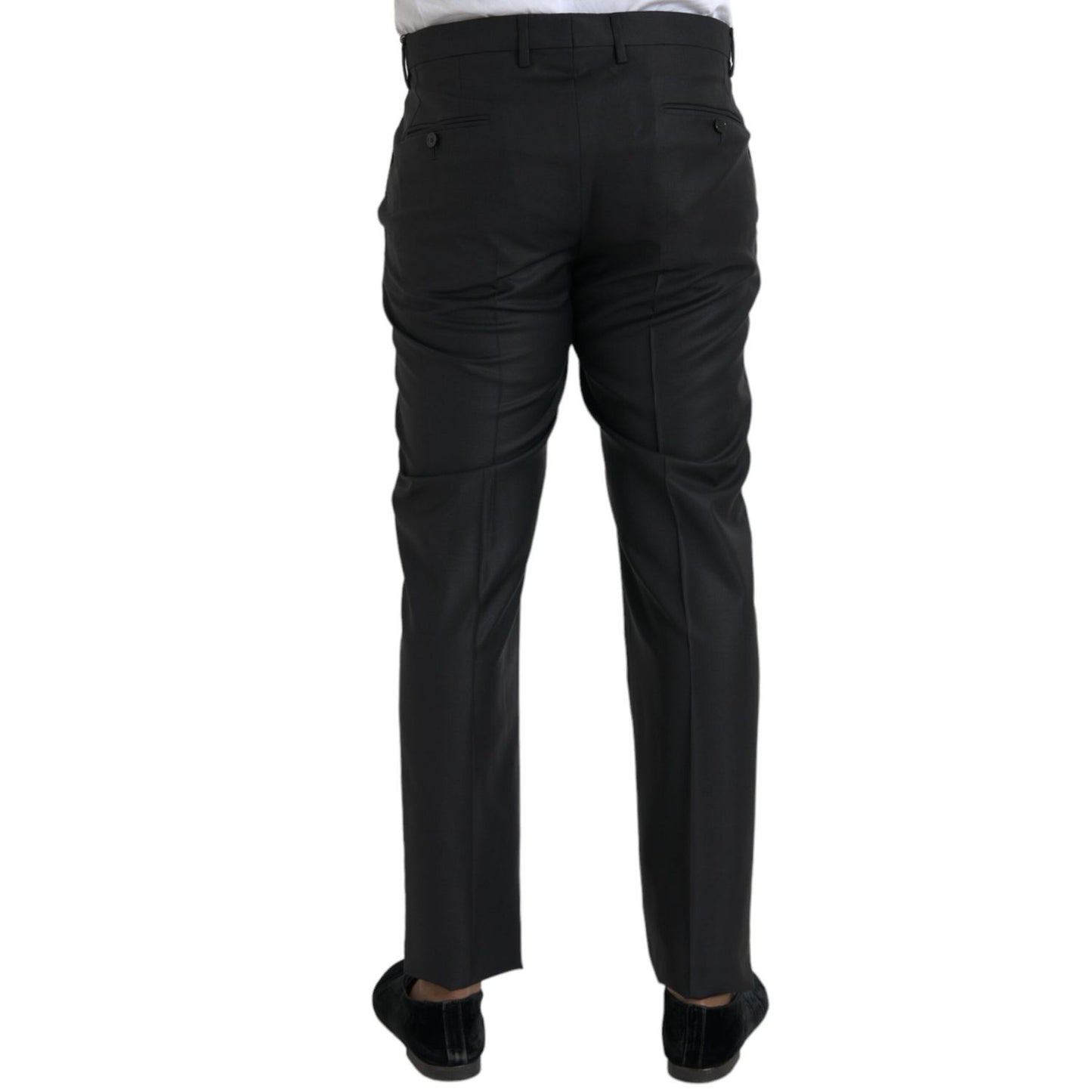 Dolce & Gabbana Black Wool Silk Skinny Dress Pants