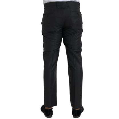 Dolce & Gabbana Black Wool Silk Skinny Dress Pants