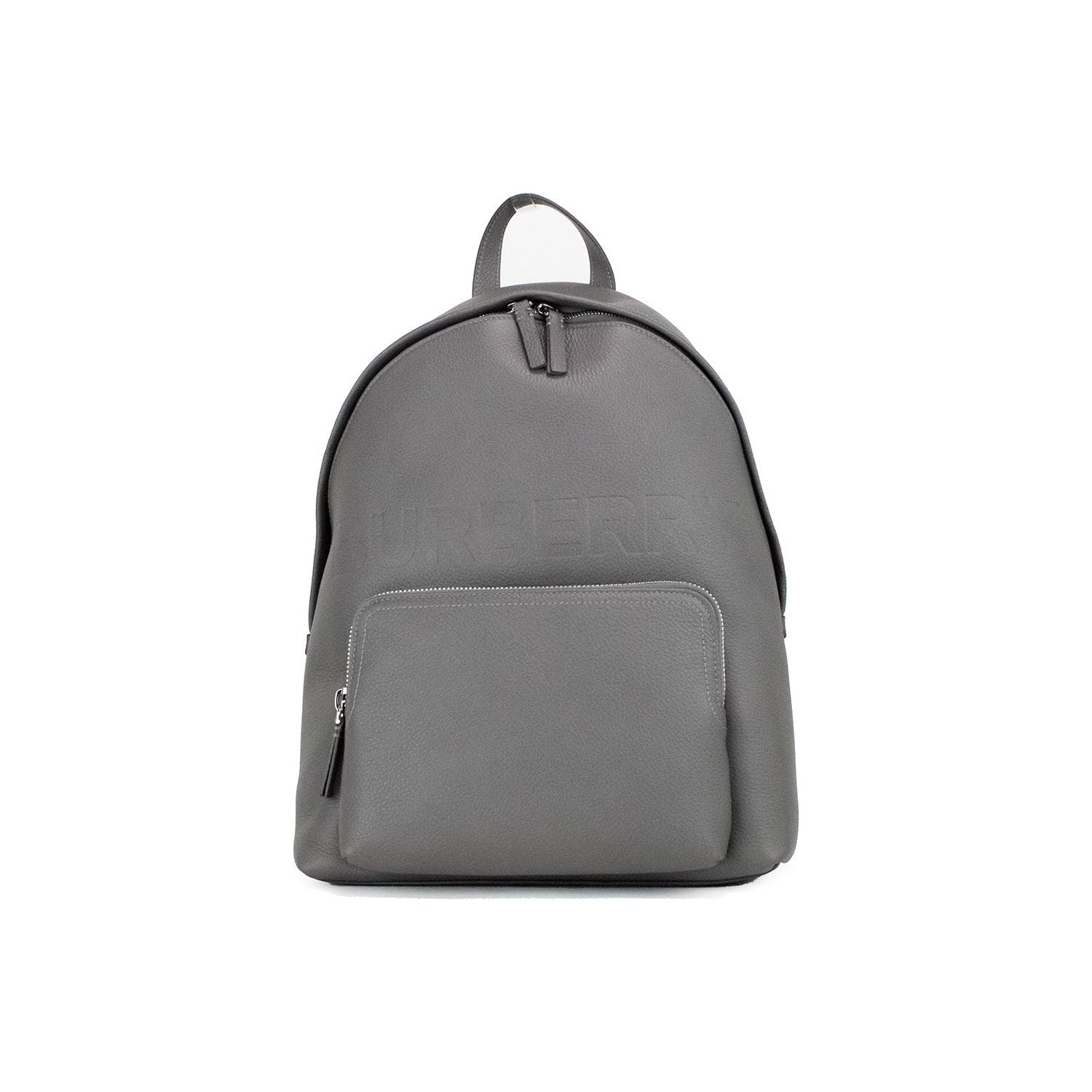 Burberry Abbeydale Branded Charcoal Grey Pebbled Leather Backpack Bookbag