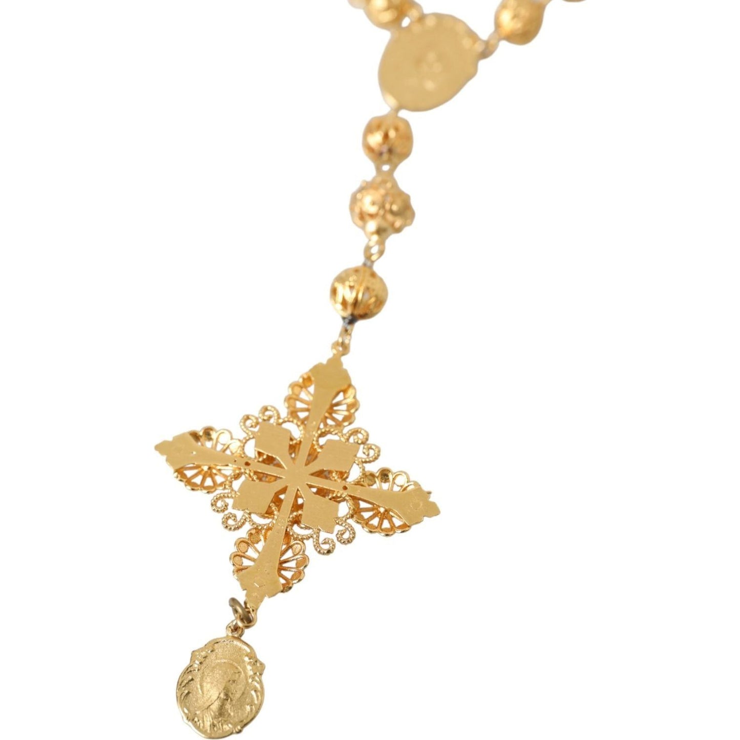 Dolce & Gabbana Gold Tone Chain Brass Beaded Statement Sicily Necklace Dolce & Gabbana