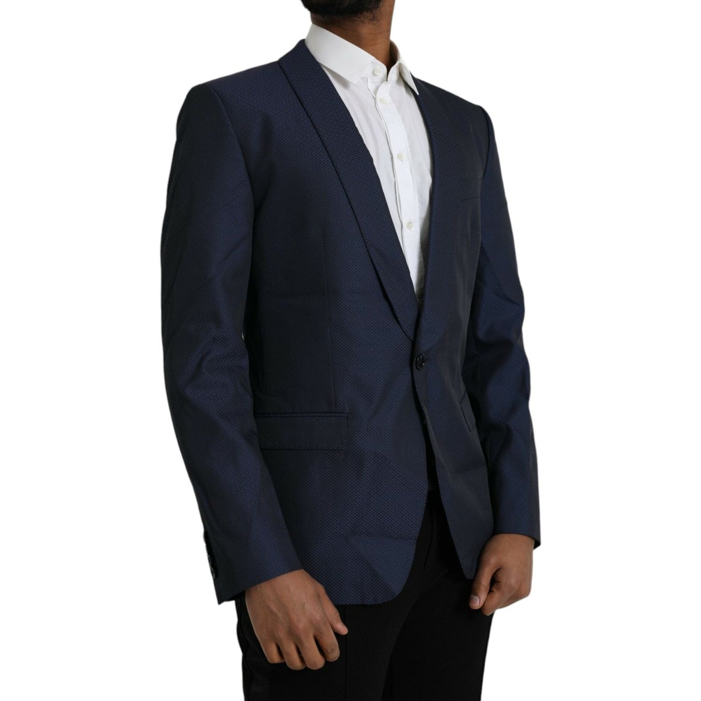 Dolce & Gabbana Blue MARTINI Shawl Single Breasted Blazer Dolce & Gabbana