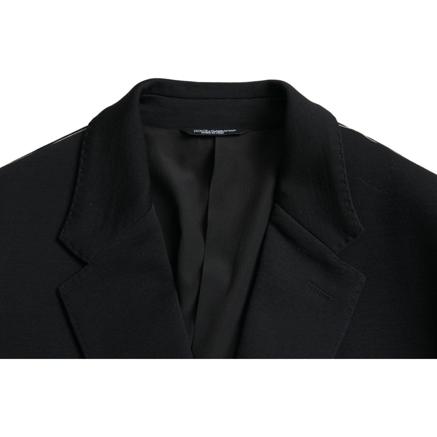 Dolce & Gabbana Black Wool Notch Single Breasted Coat Blazer Dolce & Gabbana