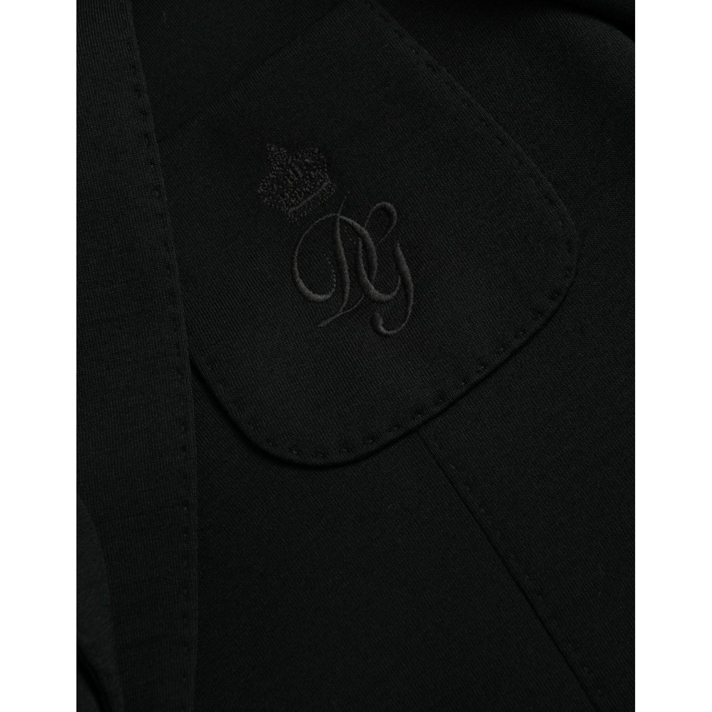 Dolce & Gabbana Black Wool Notch Single Breasted Coat Blazer Dolce & Gabbana