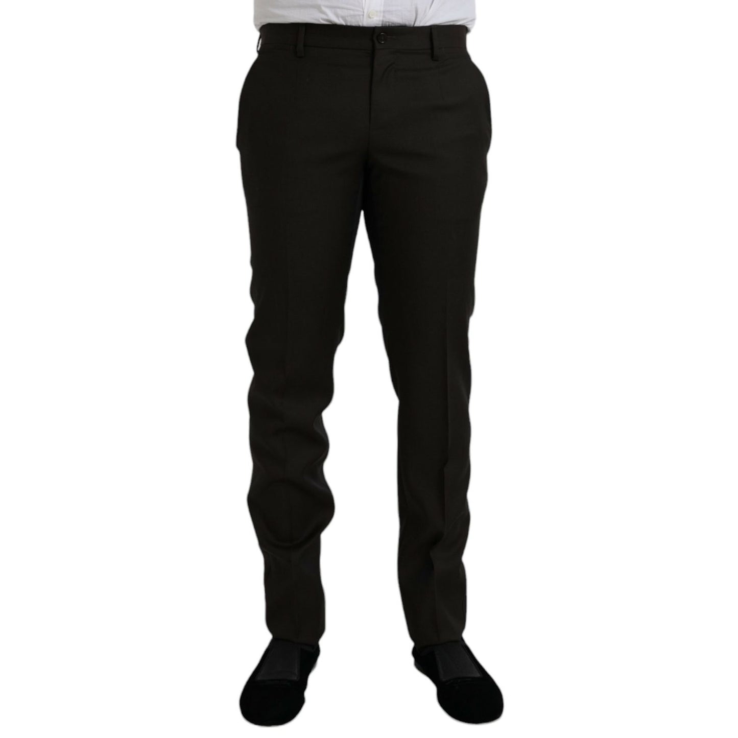Dolce & Gabbana Dark Brown Wool Slim Fit Formal Pants