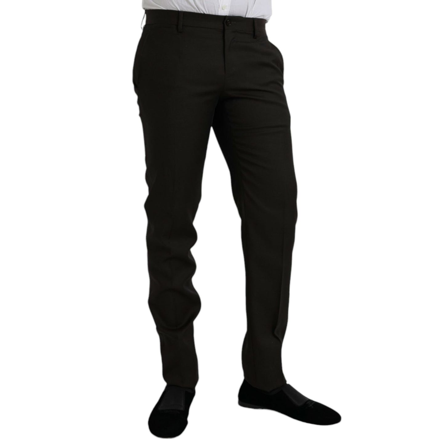 Dolce & Gabbana Dark Brown Wool Slim Fit Formal Pants