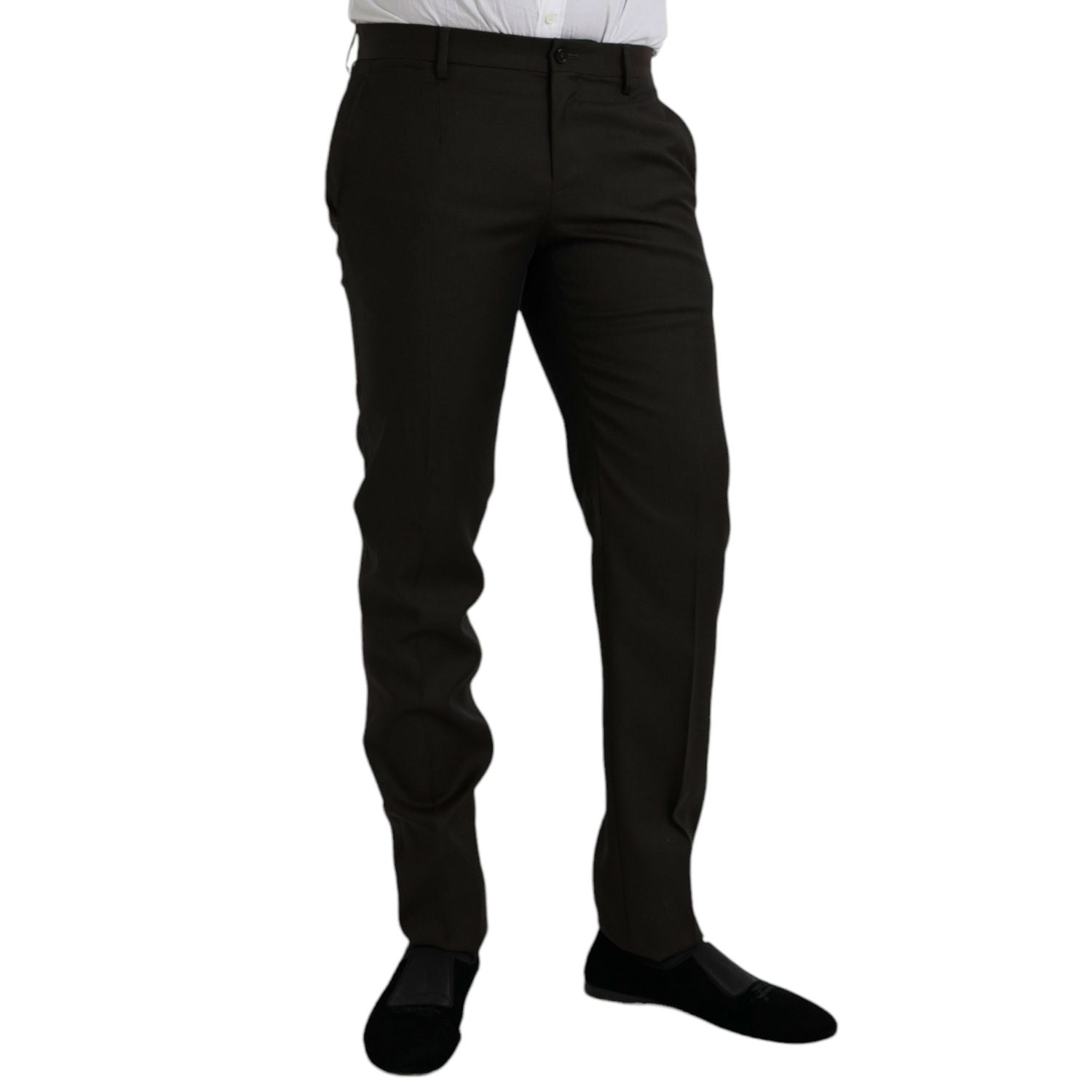 Dolce & Gabbana Dark Brown Wool Slim Fit Formal Pants