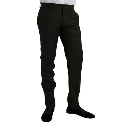 Dolce & Gabbana Dark Brown Wool Slim Fit Formal Pants