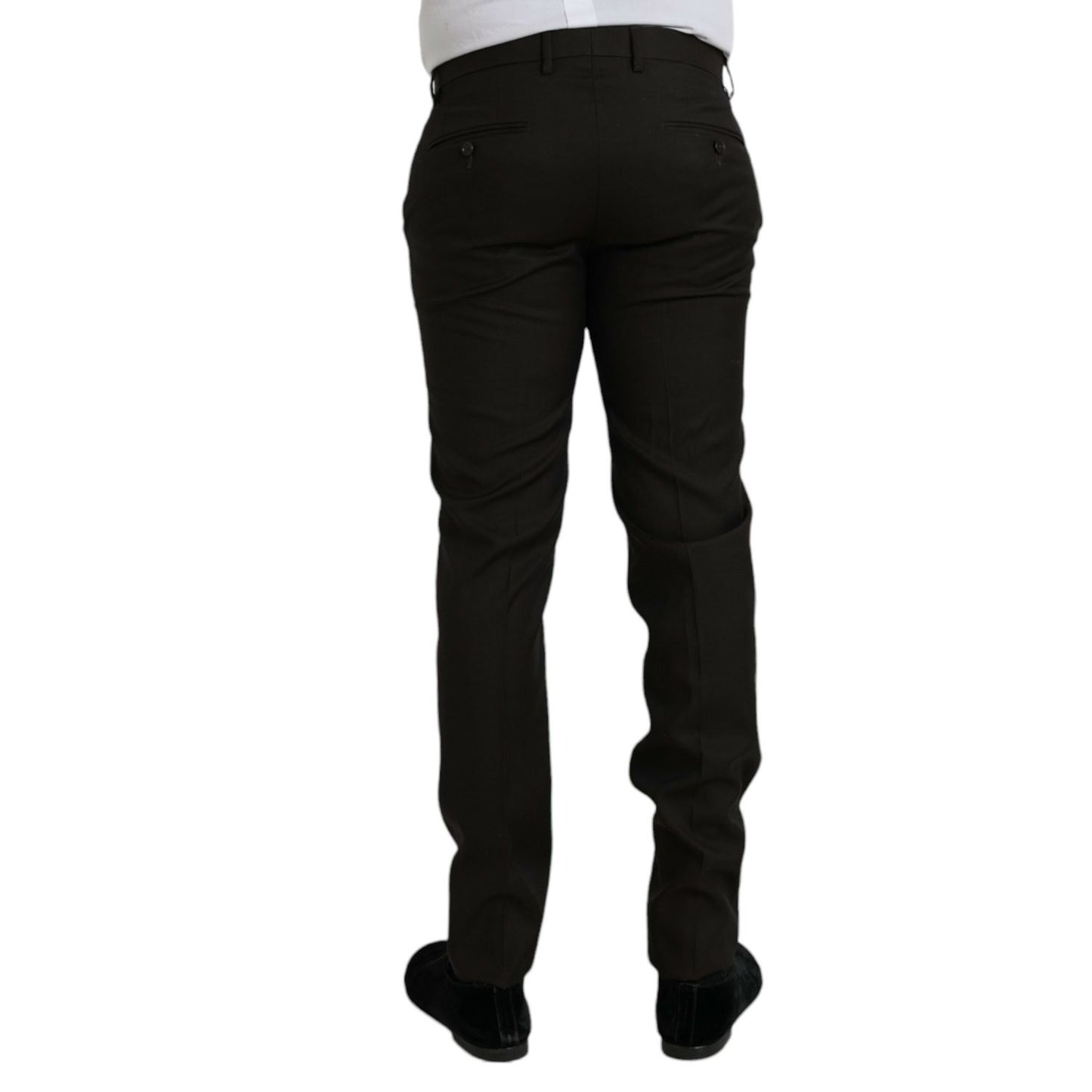 Dolce & Gabbana Dark Brown Wool Slim Fit Formal Pants