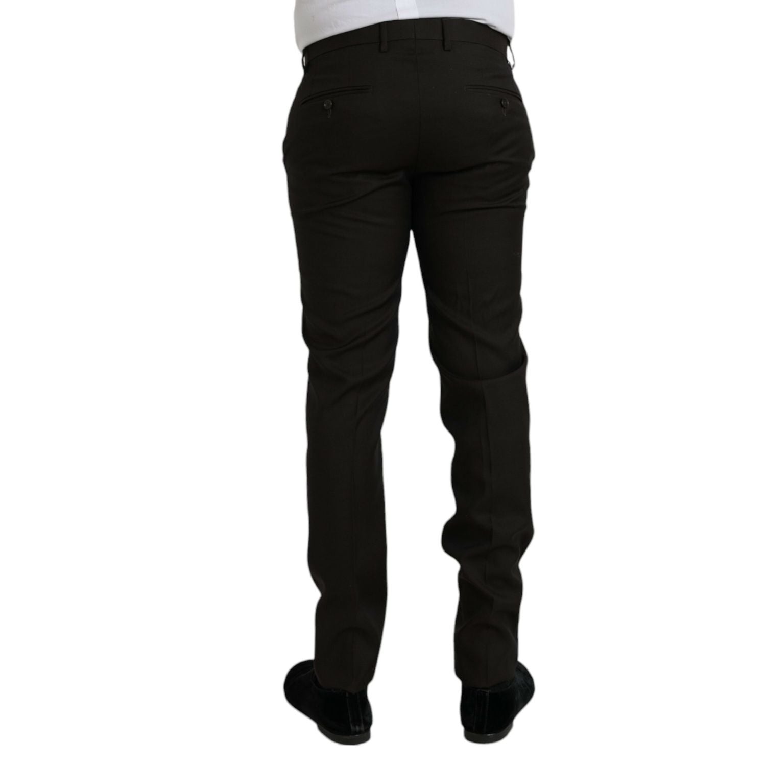 Dolce & Gabbana Dark Brown Wool Slim Fit Formal Pants