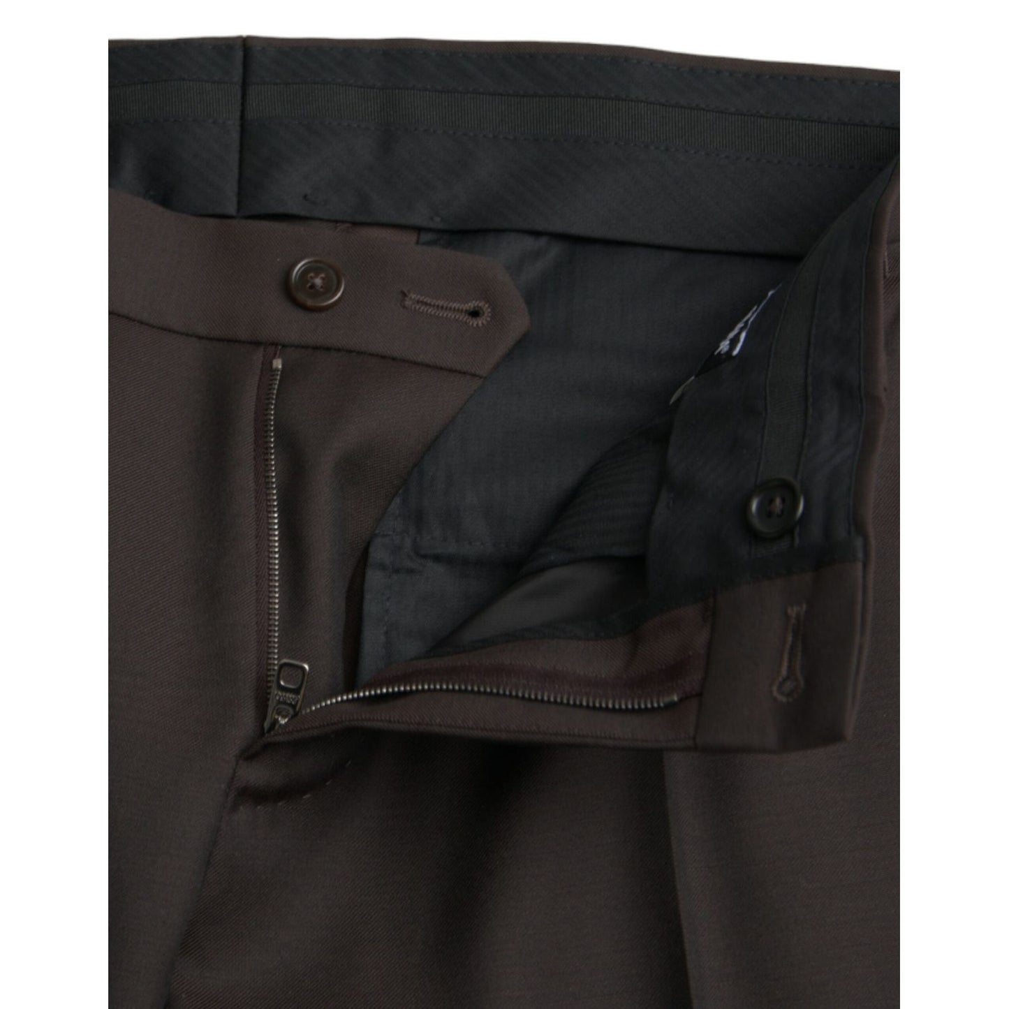 Dolce & Gabbana Dark Brown Wool Slim Fit Formal Pants