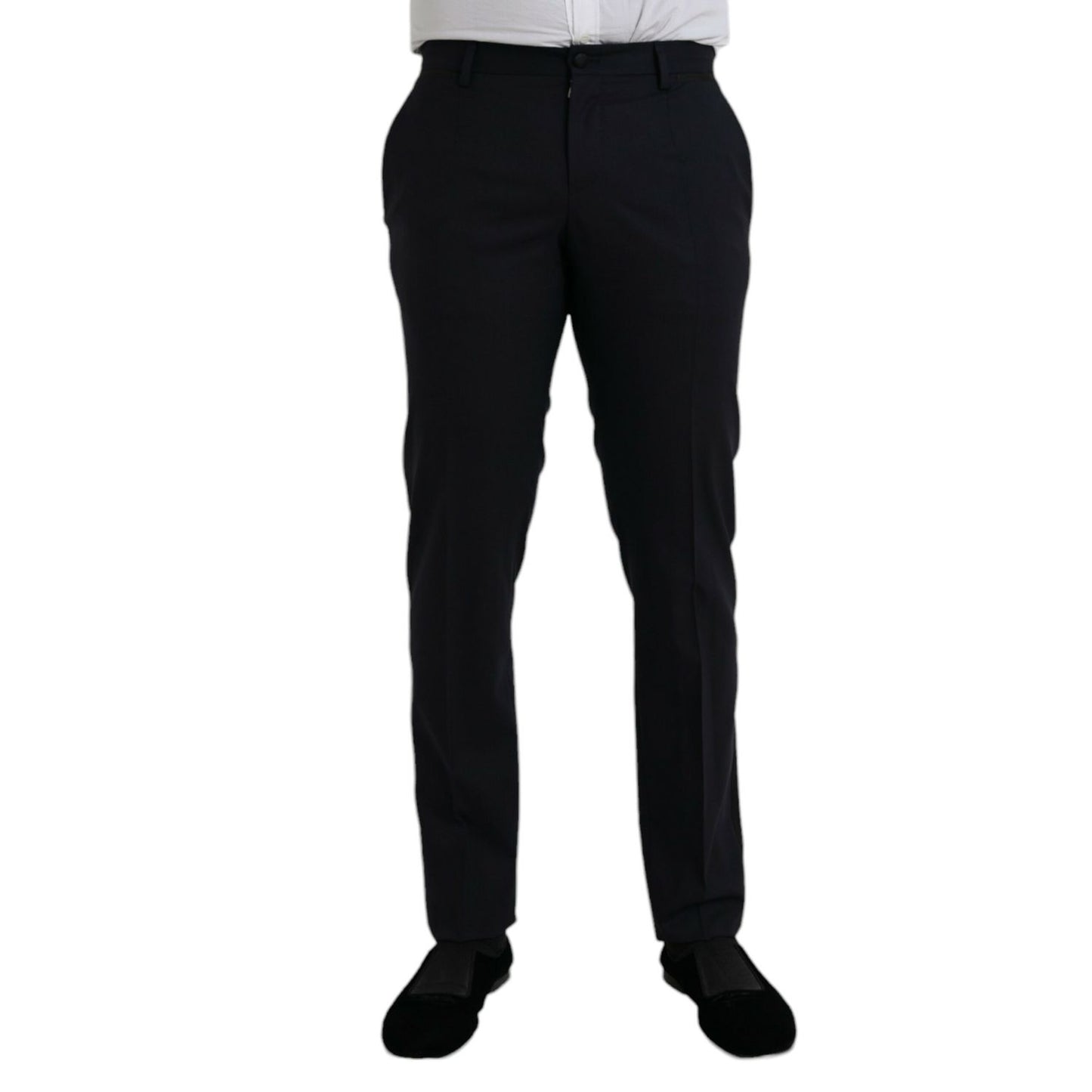 Dolce & Gabbana Dark Blue Wool Slim Fit Formal Pants