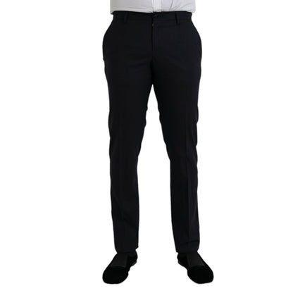 Dolce & Gabbana Dark Blue Wool Slim Fit Formal Pants