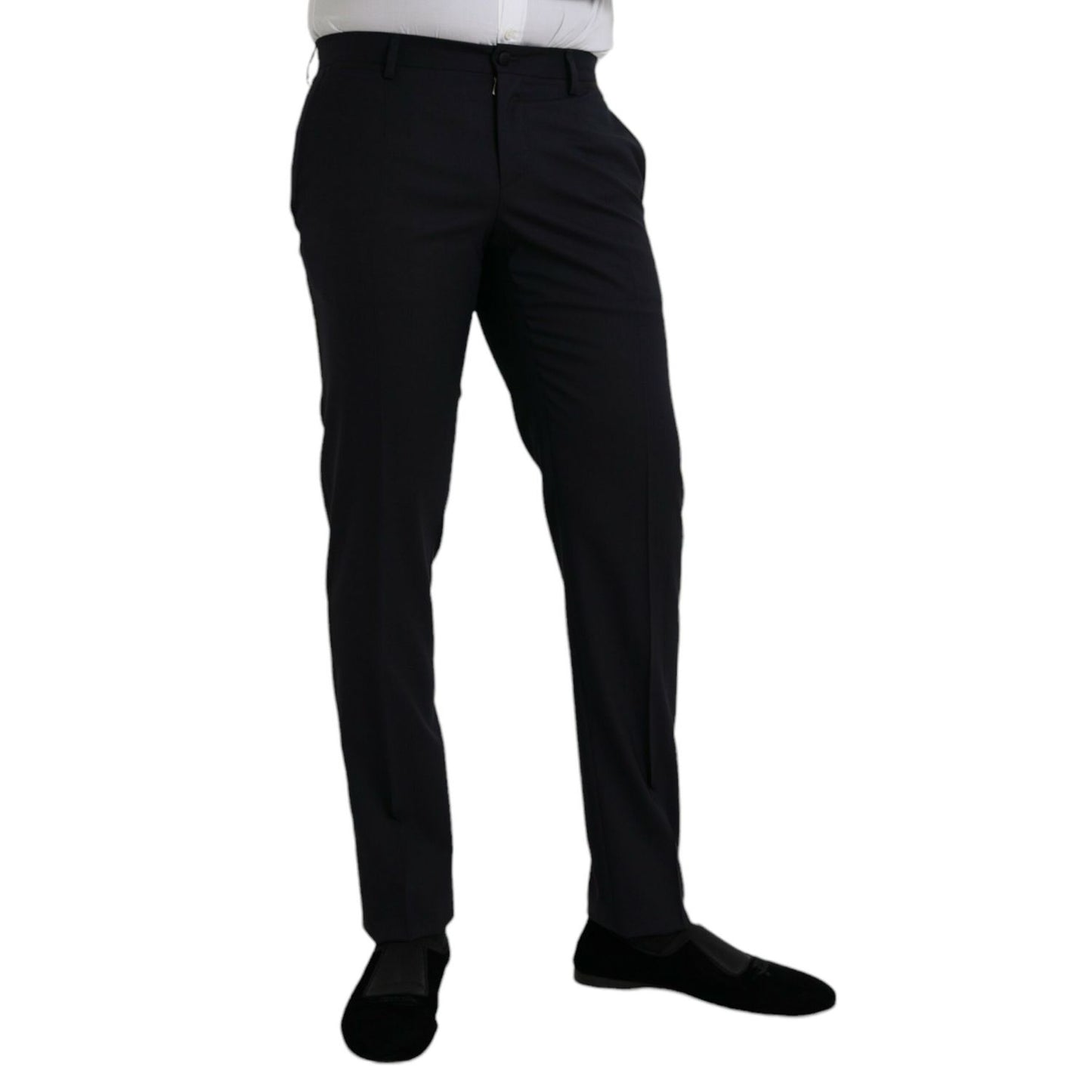 Dolce & Gabbana Dark Blue Wool Slim Fit Formal Pants
