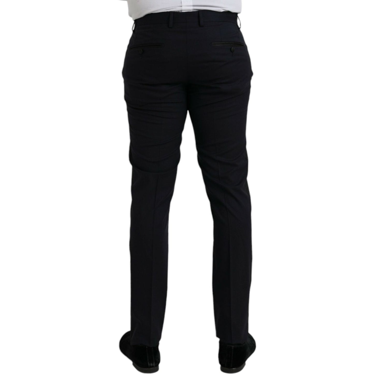 Dolce & Gabbana Dark Blue Wool Slim Fit Formal Pants Dolce & Gabbana