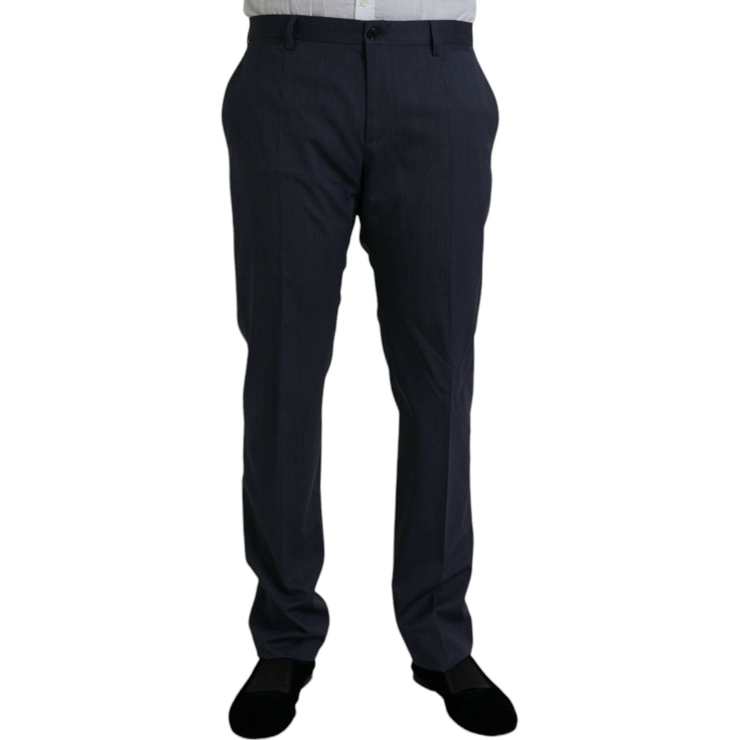 Dolce & Gabbana Blue Wool Slim Fit Dress Formal Pants Dolce & Gabbana