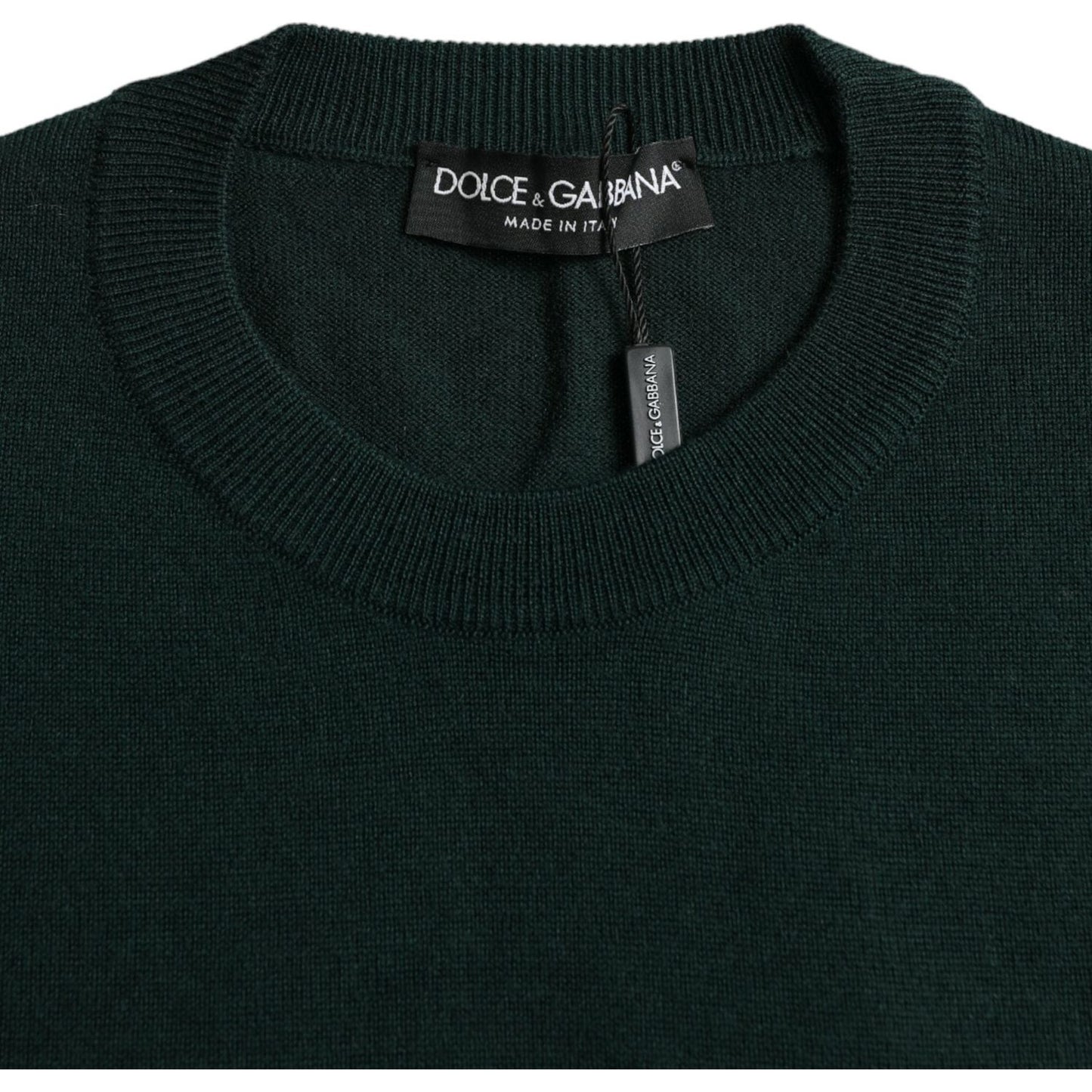 Dolce & Gabbana Dark Green Crown Crew Neck Pullover Sweater Dolce & Gabbana