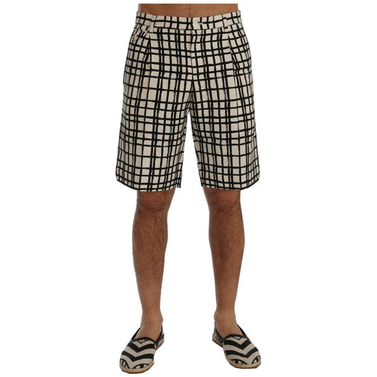 Dolce & Gabbana White Black Striped Casual Shorts