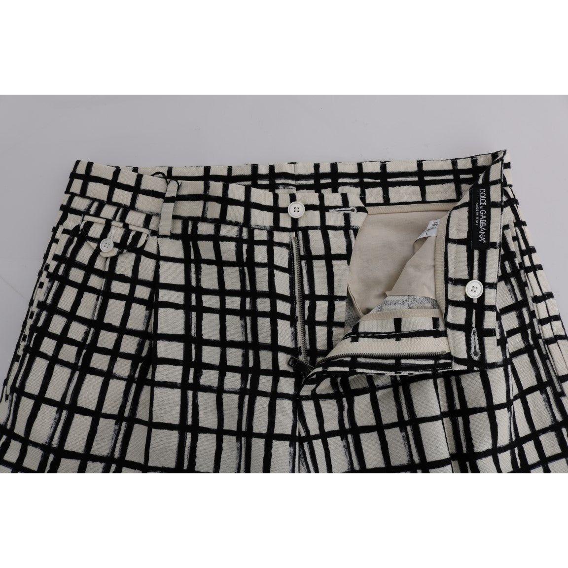 Dolce & Gabbana White Black Striped Casual Shorts