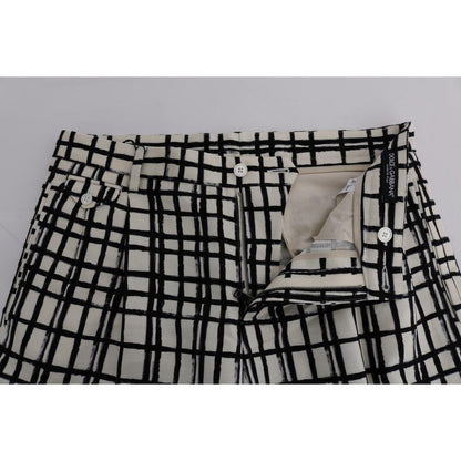 Dolce & Gabbana White Black Striped Casual Shorts
