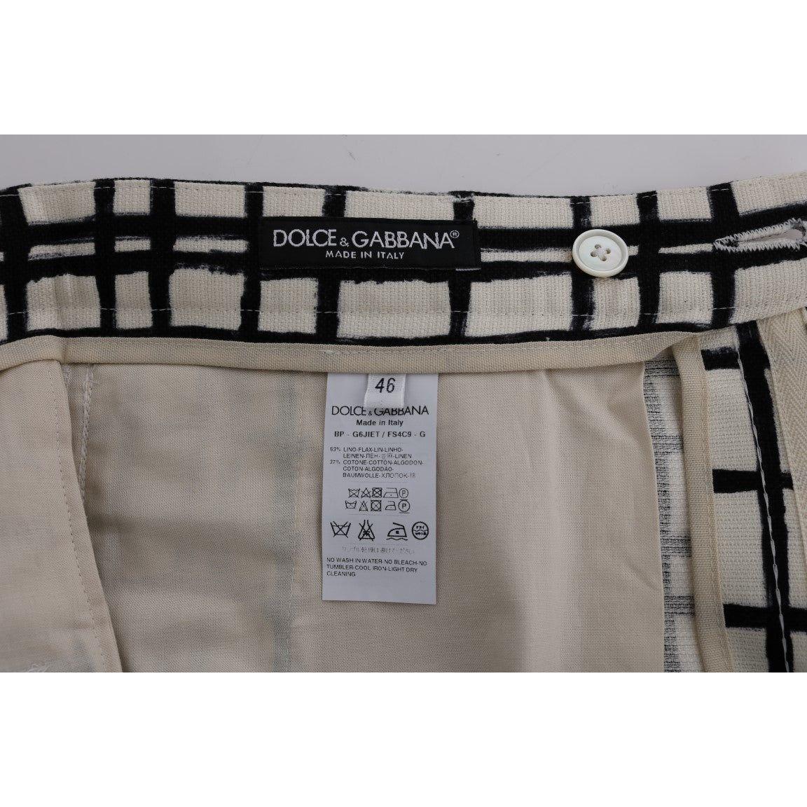 Dolce & Gabbana White Black Striped Casual Shorts