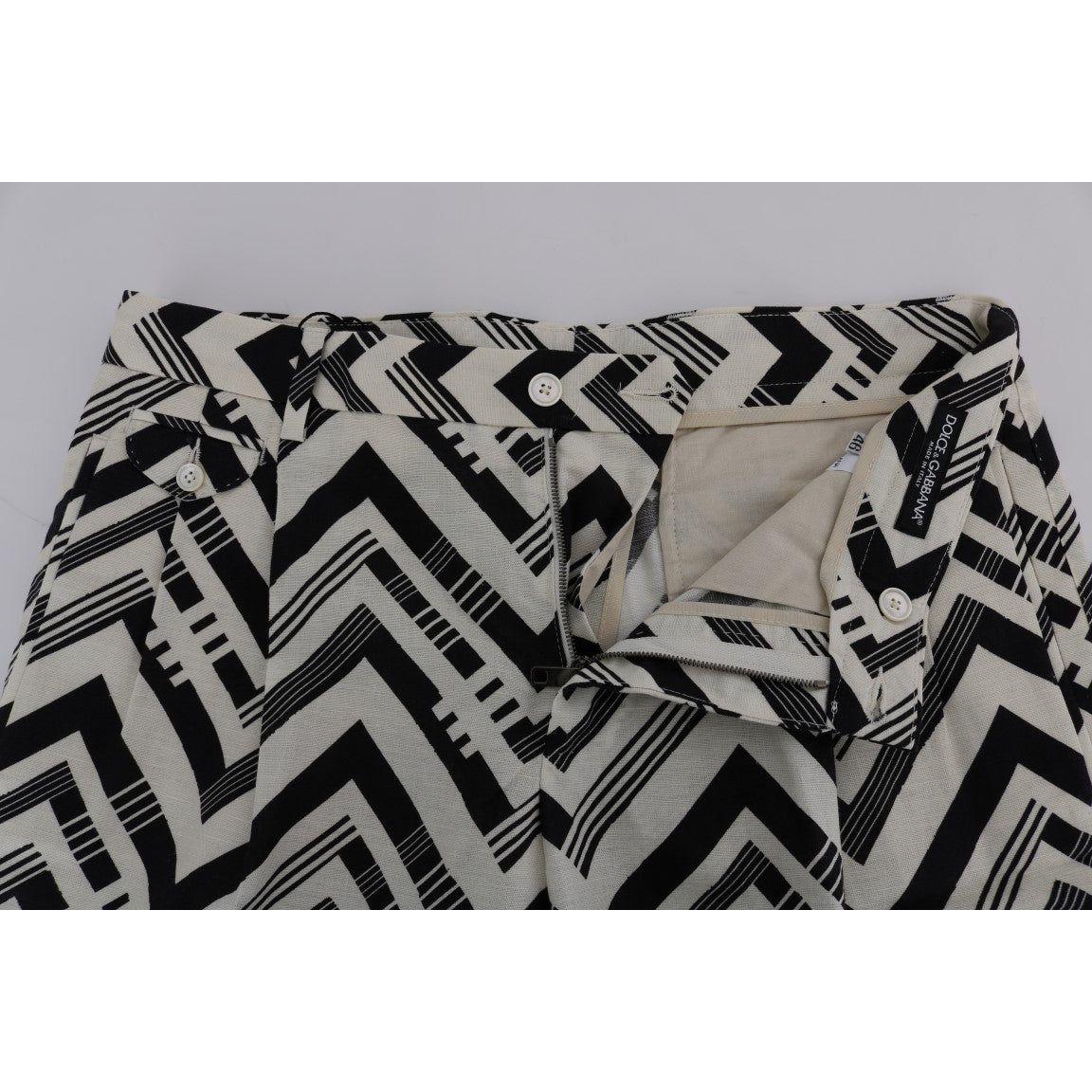 Dolce & Gabbana White Black Striped Cotton Linen Shorts 1728,50% Linen,67345645728,Black/White,Clothing,Dolce & Gabbana,IT44 | XS,IT46 | S,IT52 | XL,IT54 | XL,Knee Length - Shorts - Clothing,Material: 50% Cotton,Men,Men - Clothing,New with tags,Shorts - C